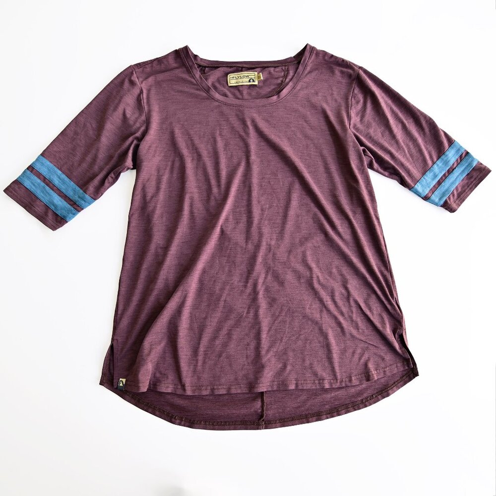 Flylow Hawkins Women's 3/4 Length Sleeve Shirt Maroon and Blue-Size M